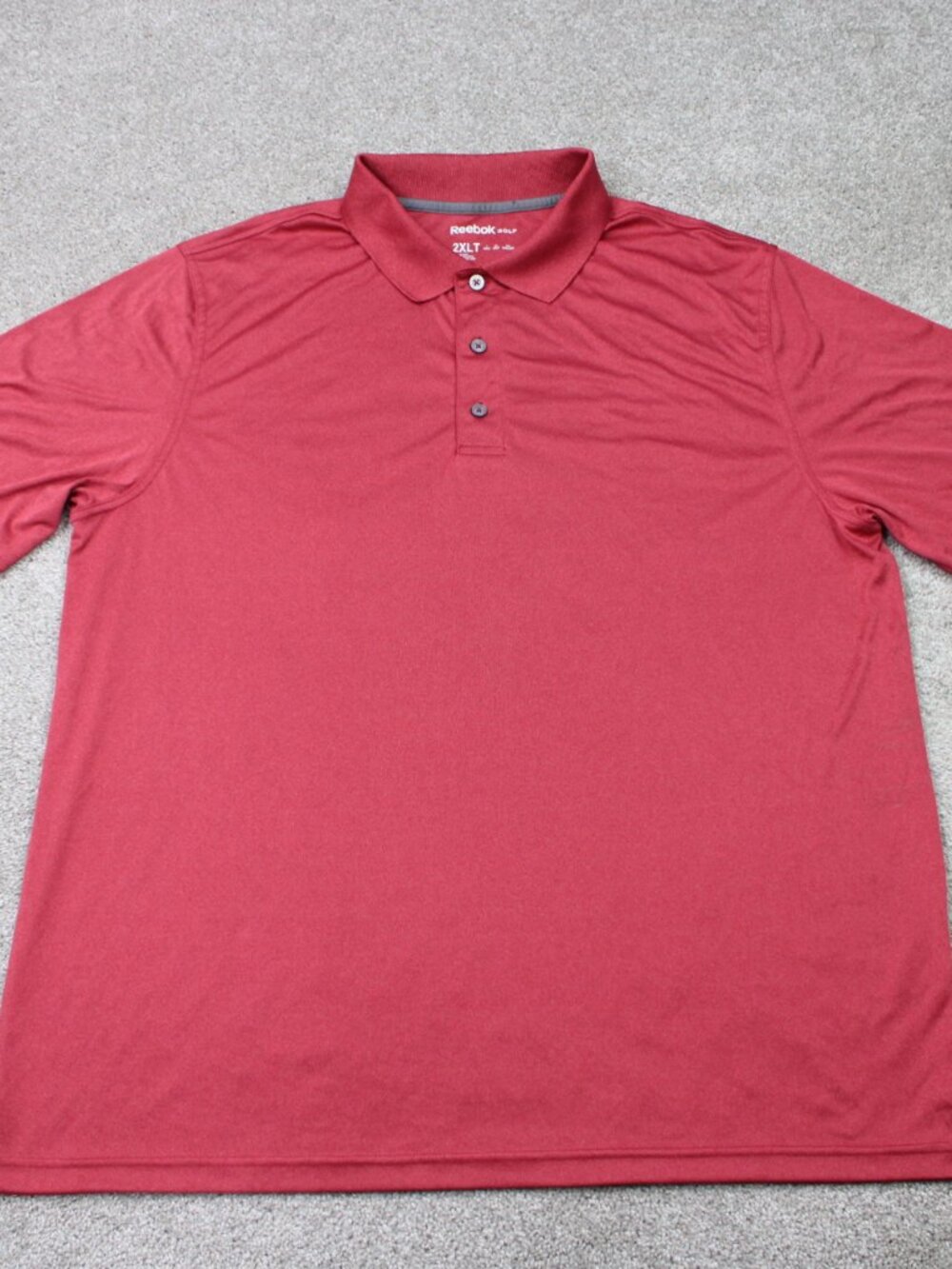 Reebok Golf Polo Shirt Men 2XLT XXL-Tall Red Polyester Short Sleeve Casual
